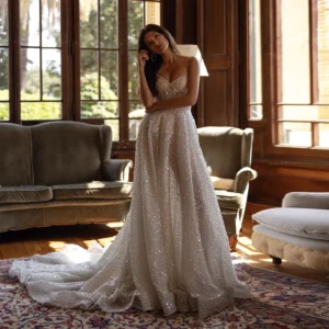 Sharon Said Exquisite Sweetheart Crystals Tulle Wedding Dress 2025 Luxury A-Line Pearl Sleeveless Bride Gowns SW420 Customized