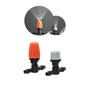 Orange Grey Micro Drip Irrigation Misting Nozzle With 1/4 Tee Barb Connector Garden Spray Cooling Sprinkler