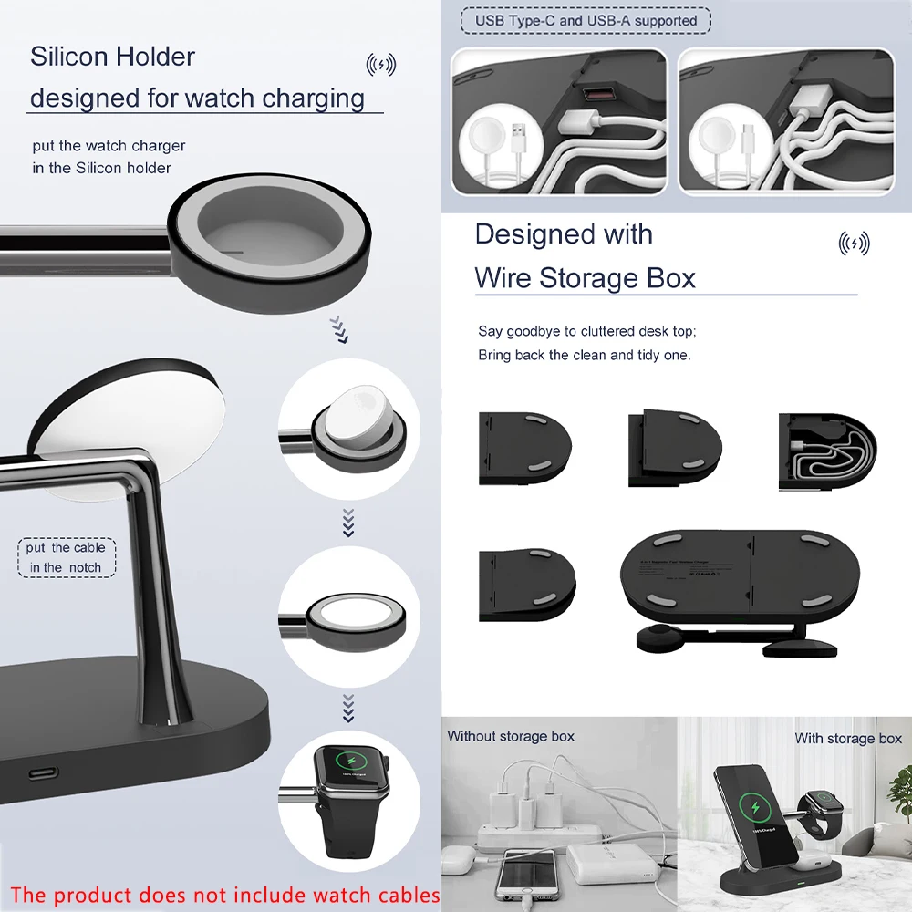 3 in 1 Magnetic Wireless Charger For iPhone 16 15 14 13 12 Charging Station for Apple Watch 10 9 8 7 6 5 Airpods Pro 2 3 – Image 3