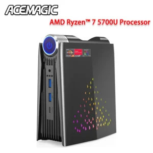 ACEMAGIC S3A Mini PC Gaming AMD Ryzen 7 5700U RAM 16/32GB DDR4 512GB/1TB SSD Gamer Computer RGB Light Control WiFi6 BT5.2