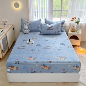 Winter Super Soft Fleece Bed Sheets Cartoon Fitted Sheets for Bed sábanas para cama Queen Thick Flannel Mattress (No pillowcase)