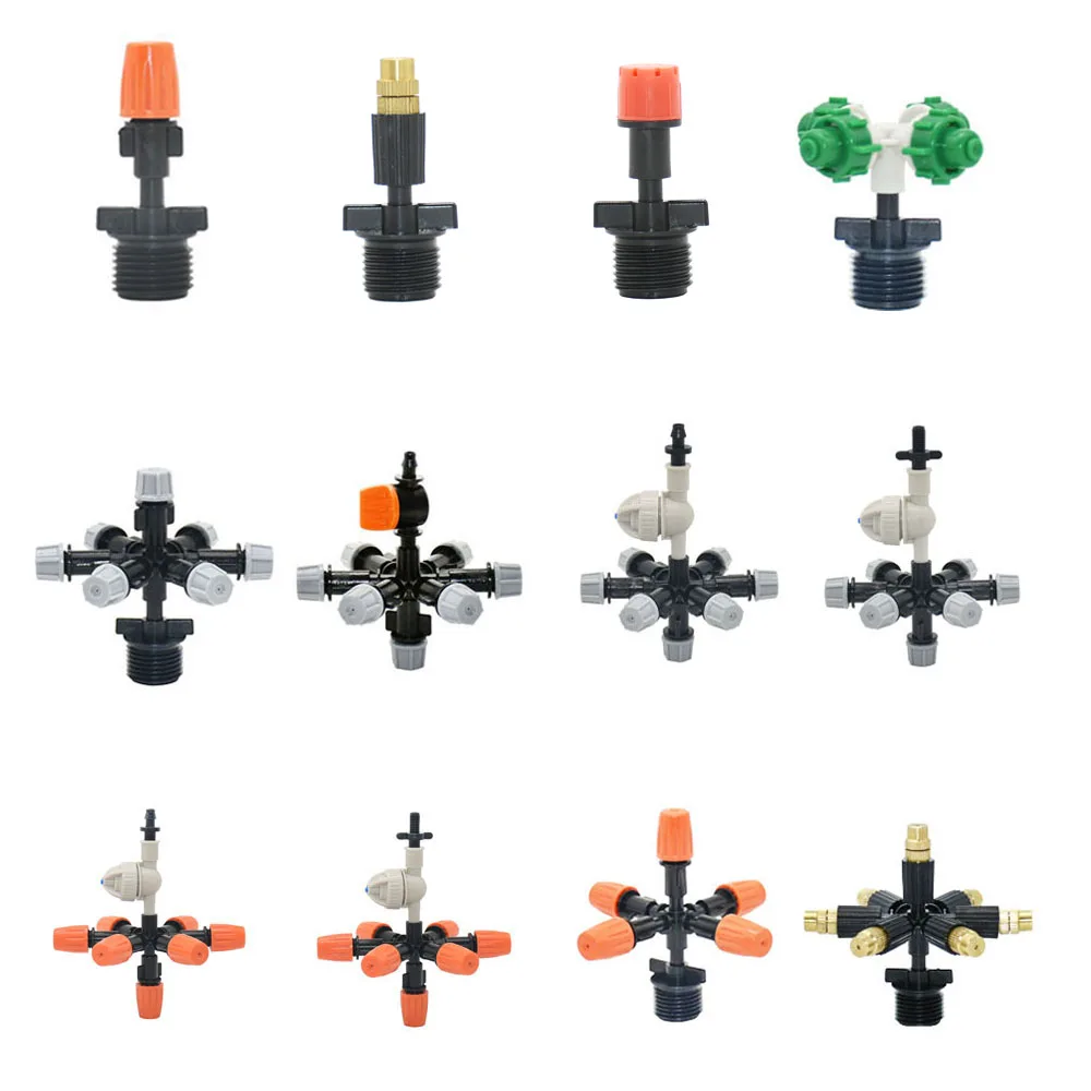Greenhouse Mist Nozzle Dripper Drip Irrigation Garden Mist Micro Spray Nozzle 1/4 Barb 1/2 Thread Greenhouse Watering Sprinkler