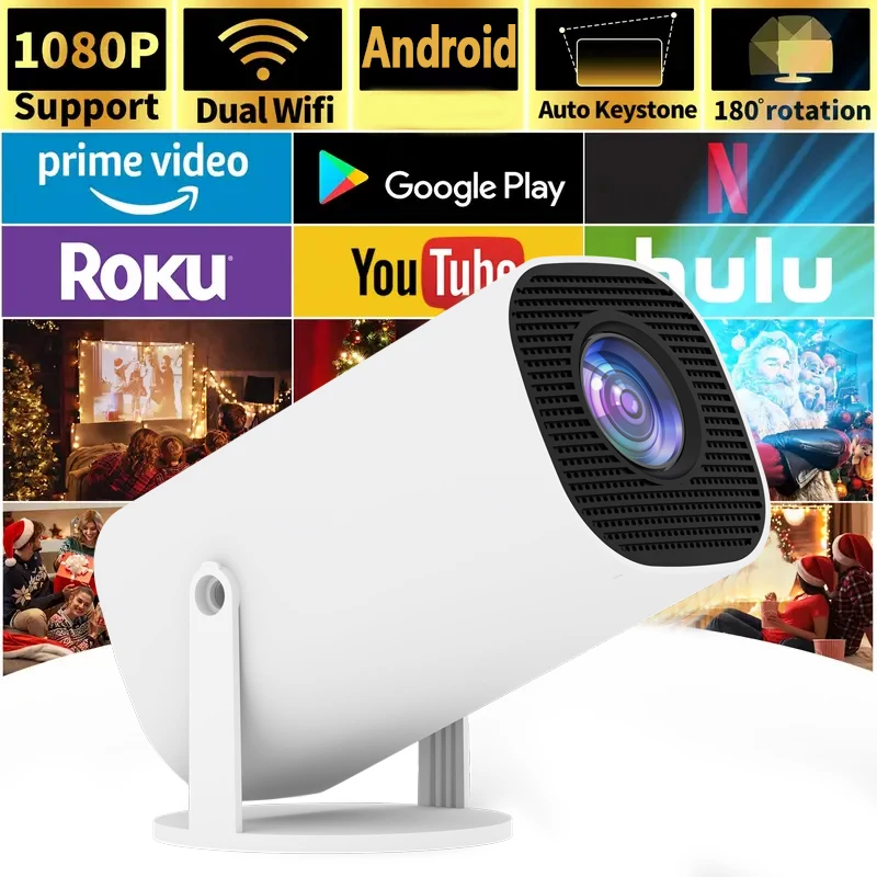 Mini Smart Projector HD Android Support 4K 1080P BT5.0 WiFi 5G·iMAX Home Theater Auto focus Outdoor Portable Projector E100