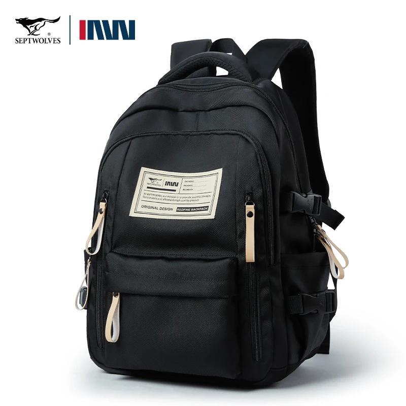 Septwolves Casual Backpack Travel Bag Unisex Waterproof 15 Inches Laptop School Bag Wear-resistant Teenagers College Backpack