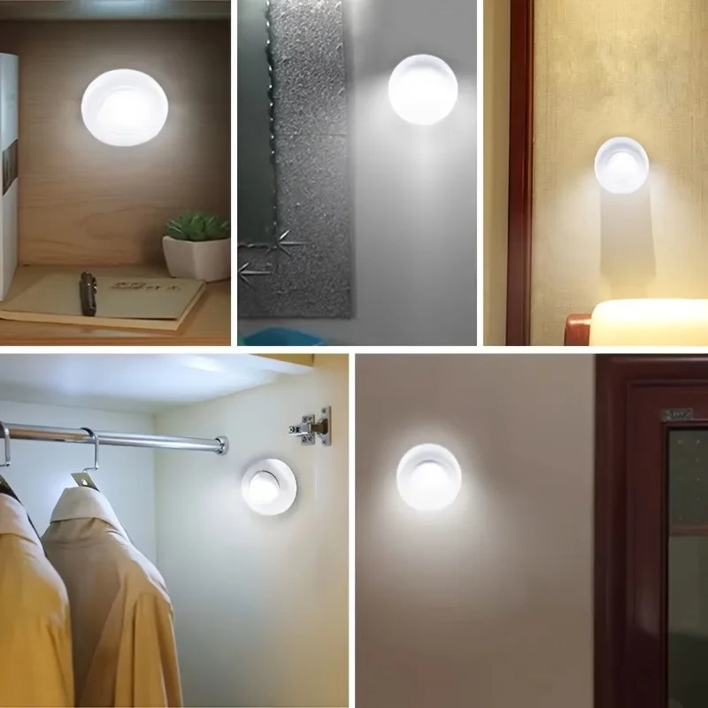 1/4/10 件 Mini Led Night Light, Self Adhesive Push Light Stairs Hallway Closet Kitchen Bedroom, Cabinets, Counters, Hallway – Image 3