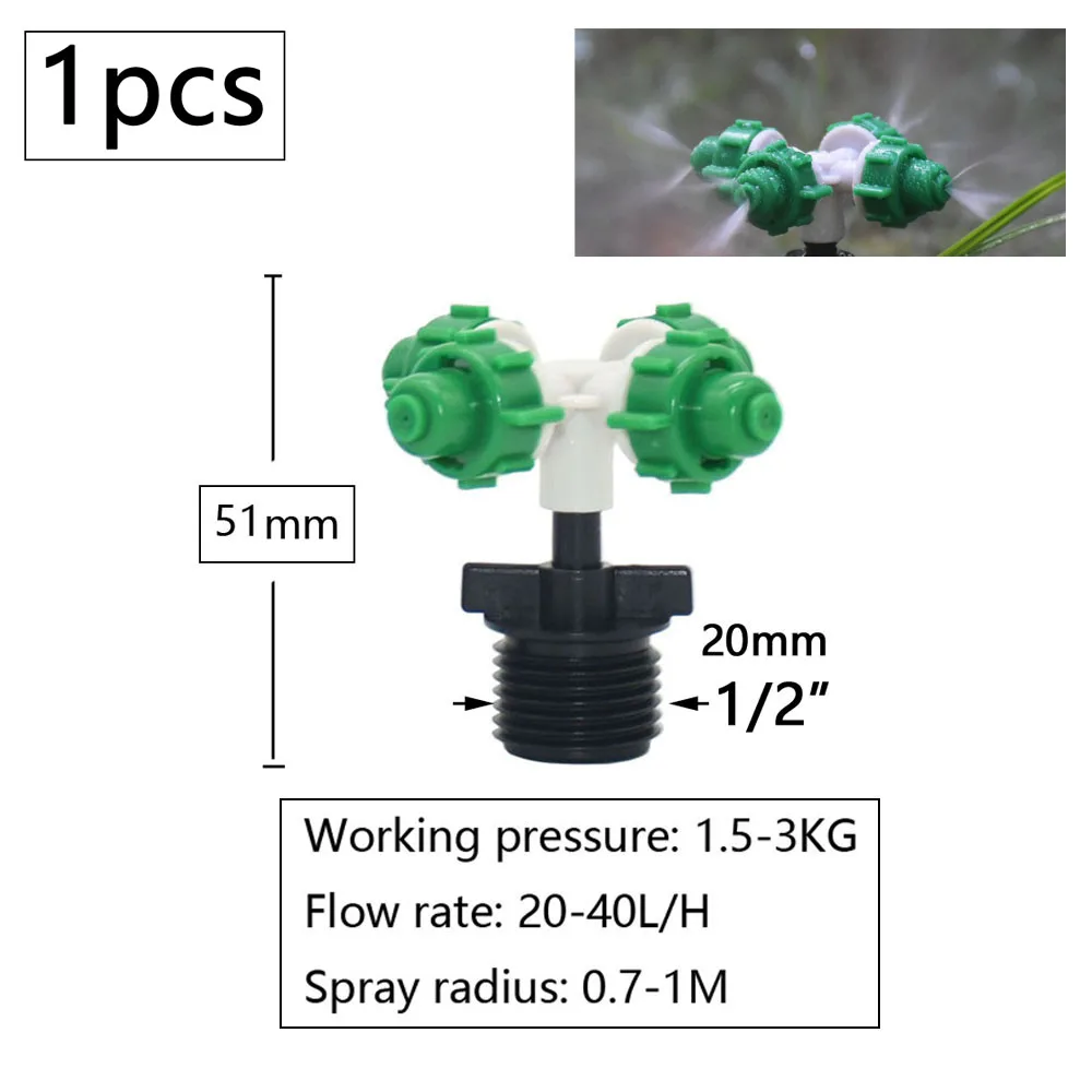 Greenhouse Mist Nozzle Dripper Drip Irrigation Garden Mist Micro Spray Nozzle 1/4 Barb 1/2 Thread Greenhouse Watering Sprinkler – Image 5