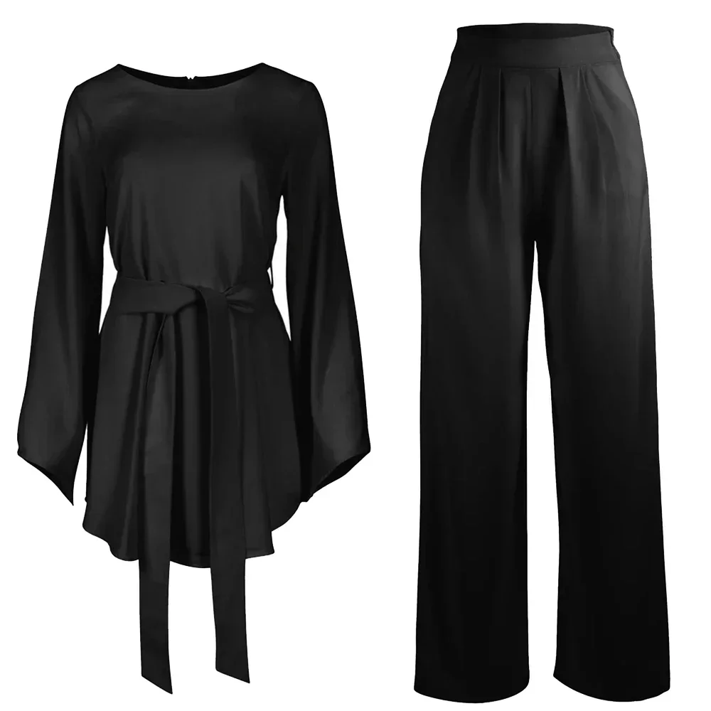 Two-pieces Muslim Abaya Turkish Tops Pants Vetment Femme Hijab Dress Abayas For Women Caftan Kaftan Islam Clothing Djellaba Robe – Image 4