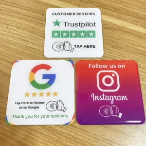 3.93"X3.93" Instagram Facebook Google Tripadvisor Trustpilot Review NFC Tap Card Sign Self-Adhesive Epoxy Plate Sticky