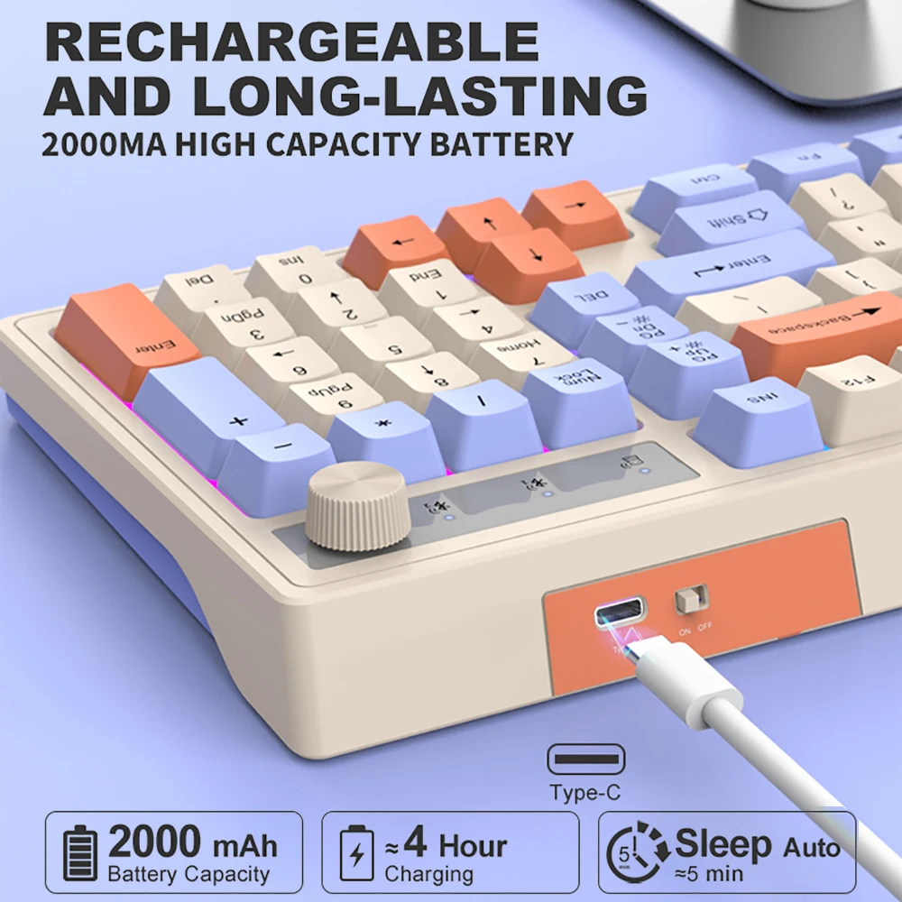 Dual Bluetooth Mechanical Keyboard Dual Modes BT5.0 2.4G Wireless Keyboard RGB Backlight Gaming Keyboard For PC Laptop Tablet – Image 3