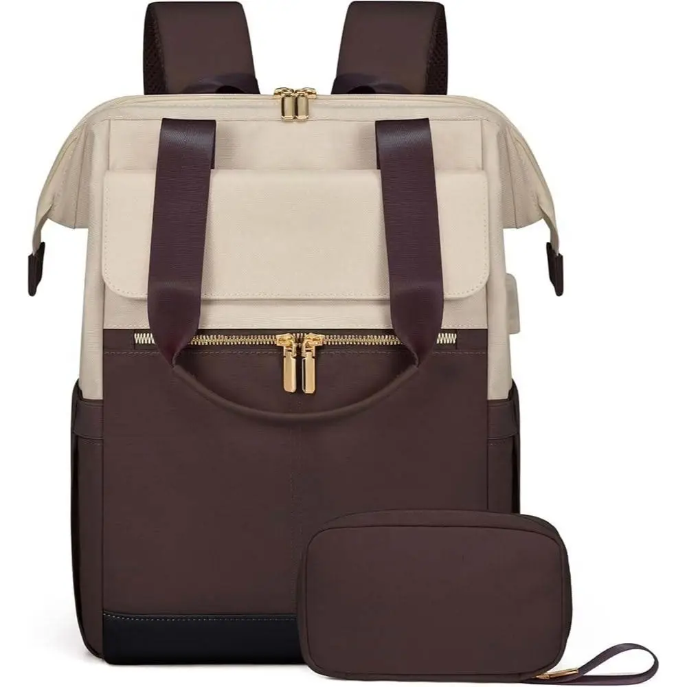 Simple Large Capacity Backpack 16 Pockets with Storage Bag Laptop Bag Portable Light Weight Travel Bag for Women