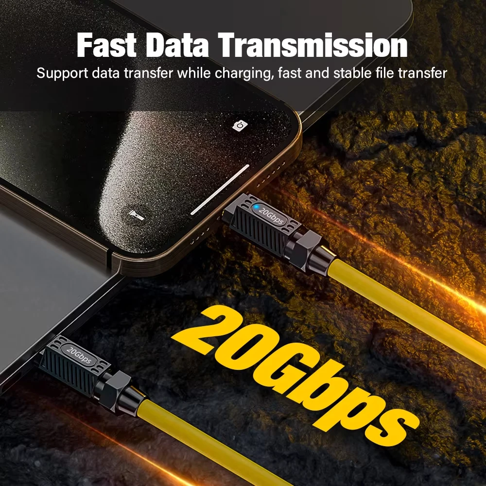 NNBILI 140W USB 3.2 20Gbps USB C to Type C ThunderBolt 3 Spring Retractable Cable PD3.1 5A USB-C Cord For MacBook Samsung Xiaomi – Image 4