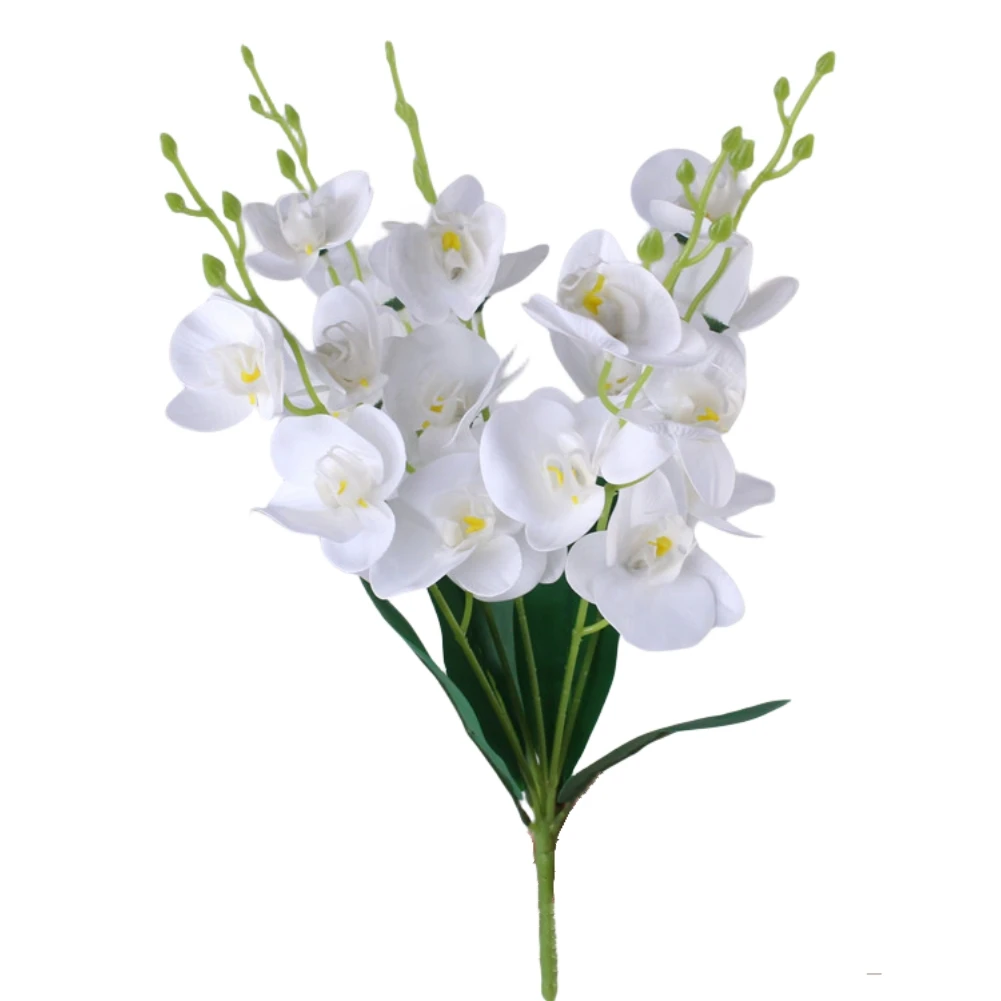 20Heads 45CM Artificial Orchid Flowers Autumn Butterfly Fake Flower Wedding Home Living Decoration Room Plants Bouquet Christmas