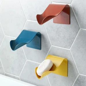 Wall Mounted Soap Dish Drain Soap Holder for Bathroom Self Adhesive Soap Dish Plastic Soap Container Bathroom Accessories