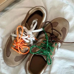 4 Pcs/set Vintage Shoelaces DE Training Miu Round Flat Leather Shoelaces Combination DIY Sports Casual Individual Shoes Laces