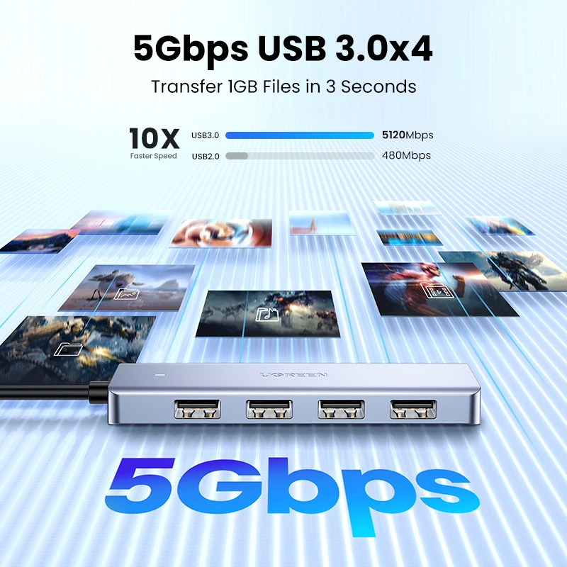 UGREEN USB C Hub 4 Ports USB Type C to USB 3.0 Hub Splitter Adapter for MacBook Pro iPad Pro Samsung Galaxy Note 10 S10 USB Hub – Image 2