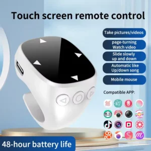 For TikTok Scrolling Ring Bluetooth 5.3 Fingertip Wireless Remote Control Selfie Video Page Turner Scroller for iPhone Android