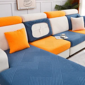 Jacquard Fabric Seat Cushion Cover Elastic Adjustable Sofa Cover Pets Kids Sofa Cover Removable Washable Sofa Slipcovers