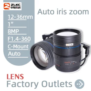 ZLKC 12-36mm Zoom Lens C-Mount Camera F1.4 Auto Aperture 1'' CMOS 8MP High Resolution CCTV Lens for Surveillance Cameras