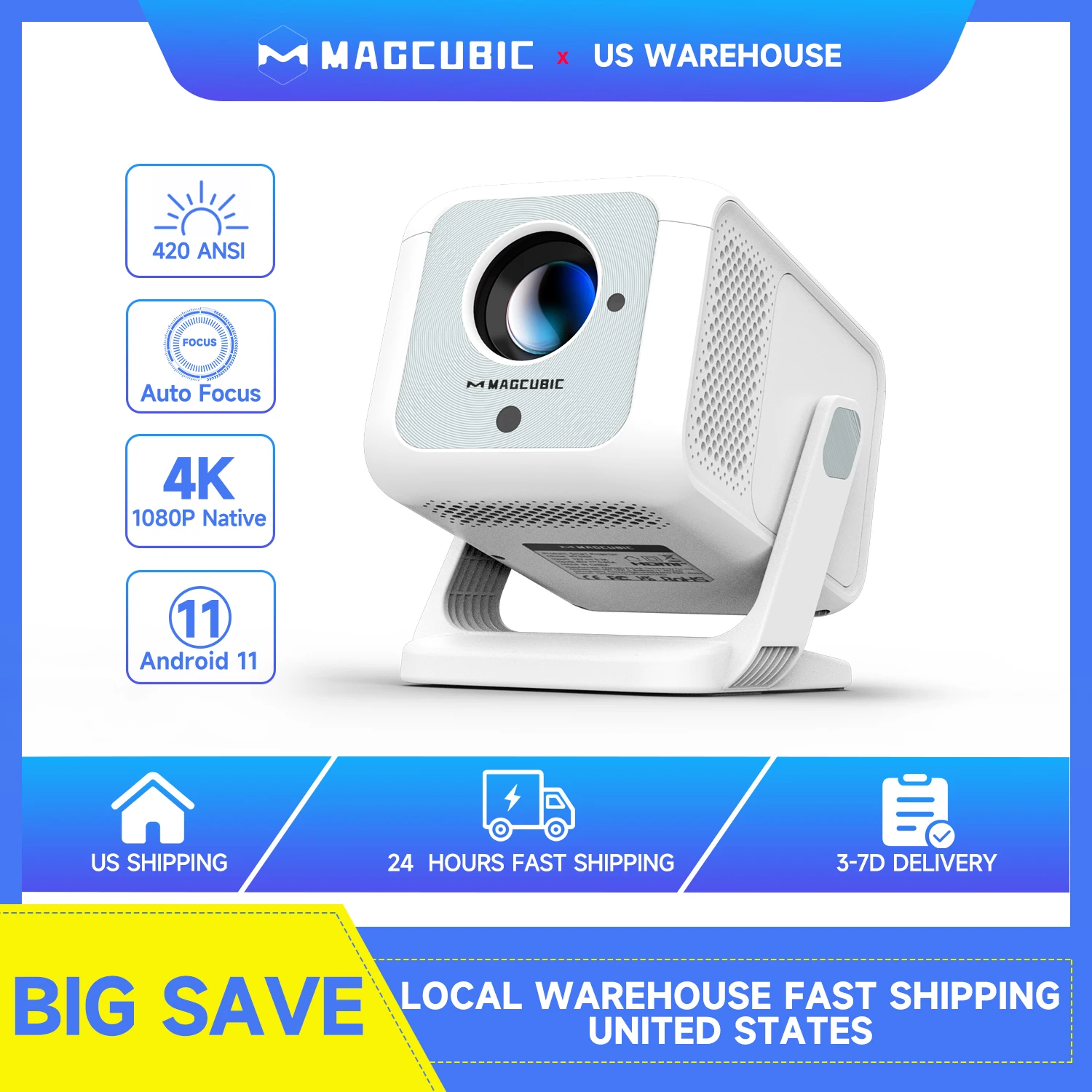 Magcubic HY310X Portable Projector 4K 420ANSI WiFi 6 Auto Focus Android 11 Projector Support Full HD 1080P Home Outdoor Cinema