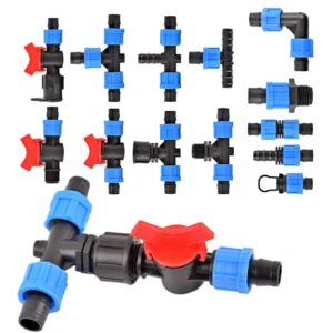 16mm Micro Irrigation Drip Tape Connectors Tee Repair Elbow End Plug Tap Fittings Locked Hose Joints Greenhouse Coupler
