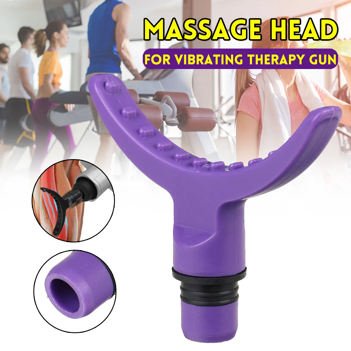 Universial Massager Guns Heads Part Attachments Massage Tip Adapter Extended Heads Black/Orange/Blue/Purple – Image 2