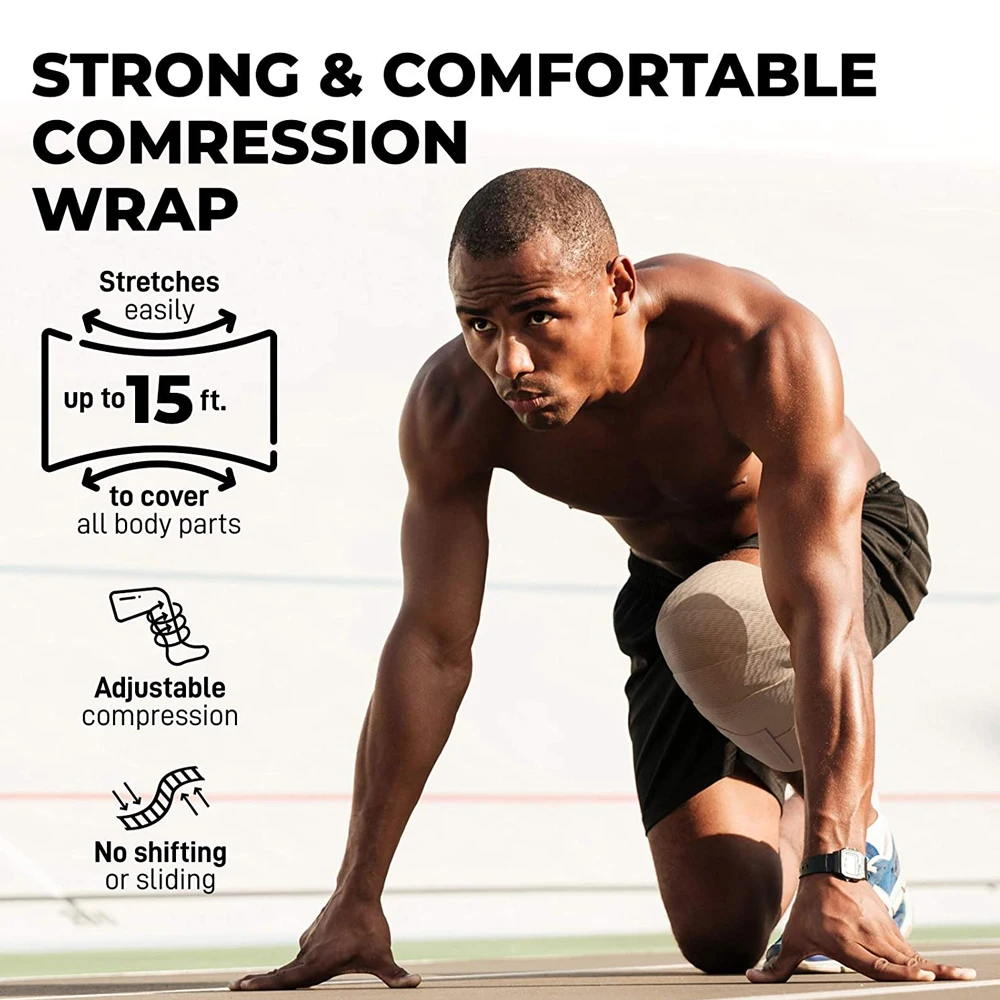 5Rolls Elastic Compression Bandage Wrap with Hooks,Athletic Sport Support Tape for Ankle,Wrist,Arm,Leg Sprains First Aid Measure – Image 6