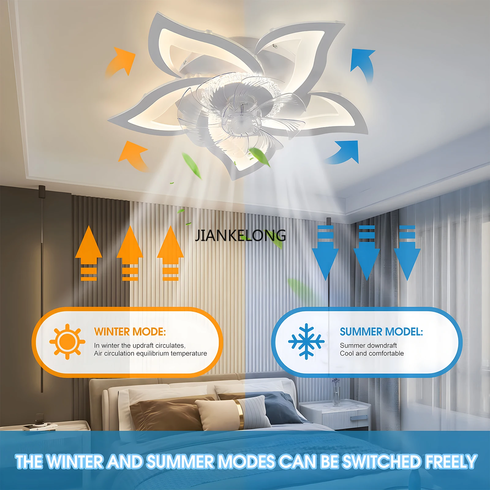 Iralan Modern Ceiling Led Light Fan Decoration Home Silent with Remote Control Ceiling Fan Lamps for Room Kitchen Bedroom – Image 2