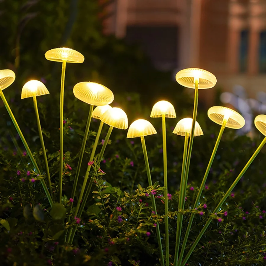 PAMNNY Solar 10LED Jellyfish Mushroom Lights Outdoor Waterproof Garden Decoration Landscape Lawn Lamps for Patio Pathway Yard – Image 3