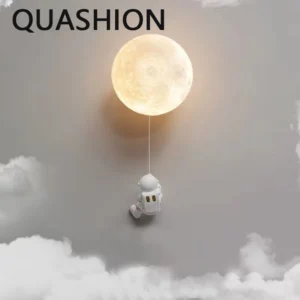 New Design Home Decoration Wall Lamp PLA Material 3D Print Lampshade Sconce Light Astronaut Climbing Moon Style Children Lustres