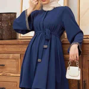 Ramadan Modest Abaya 2 Piece Dubai Islam Muslim Sets Tops and Pants Abayas for Women Kaftan Robe Femme Ensembles Musulmans Suit