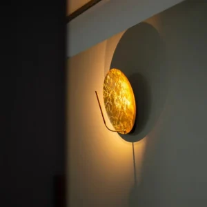 Smith Full Moon Wall Lamp Simple metal round lamp Bedroom beside shadow lamp Hotel Bar Entryway Aisle Gold Foil Wall Sconce