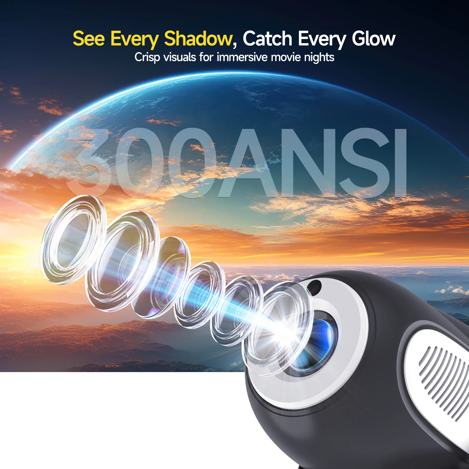 Magcubic HY300 X 4K 720P Android 11 Projector with Electric Focus 300Ansi Wifi6 BT5.0 Portable Projector HIFI Sound Home Outdoor â Image 3