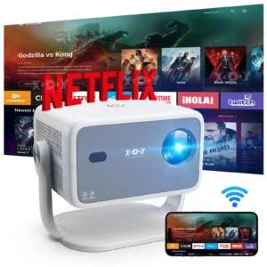 XGODY 1080P HD portable Projector Auto Focus, NetfIix Smart BT 5.2 WiFi6 Android13.0 LED lamps 500ANSI Home Cinema Movie Beamer