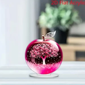 Crystal Apple Cherry Blossom Tree Inlaid Landscape Desktop Ornament Acrylic Home Bookshelf Decoration Creative Pattern Decor