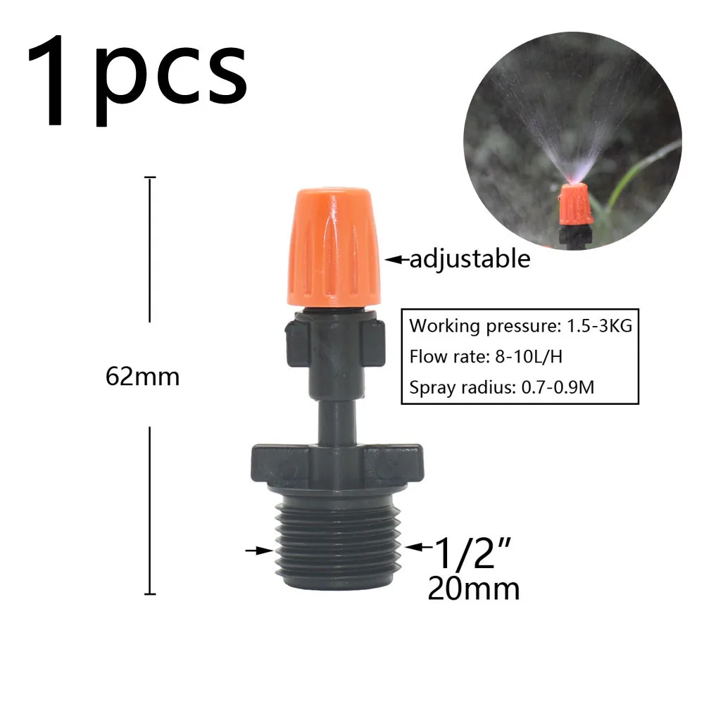 Greenhouse Mist Nozzle Dripper Drip Irrigation Garden Mist Micro Spray Nozzle 1/4 Barb 1/2 Thread Greenhouse Watering Sprinkler – Image 3