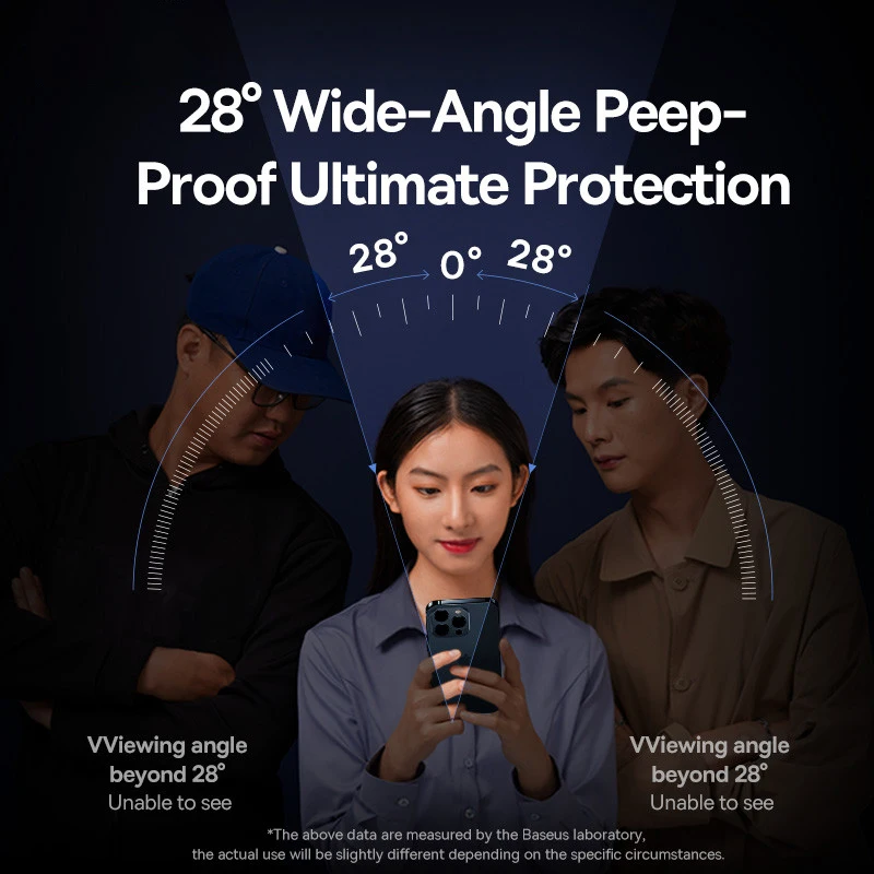 Baseus 0.4mm Corning Tempered Glass for iPhone 16 15 14 13 Pro Max Plus Screen Protector Anti-Peeping Auto Installation Film – Image 4