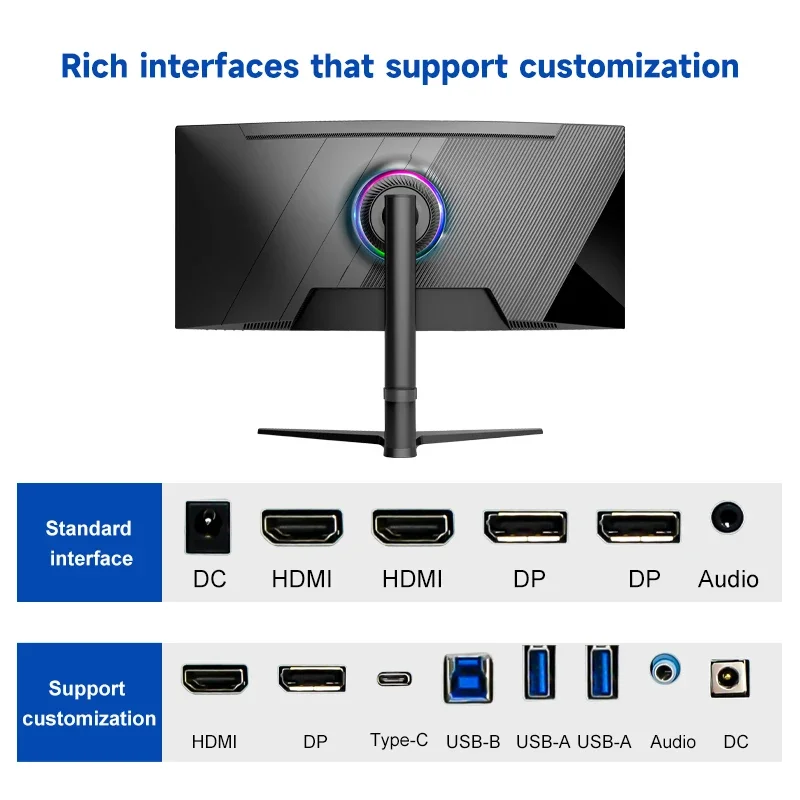 Curved Monitor Price 34 Inch Anti-Blue Light 165Hz Computer Screen PC Monitor 1080p 2k 4K Gaming Monitors – Image 5
