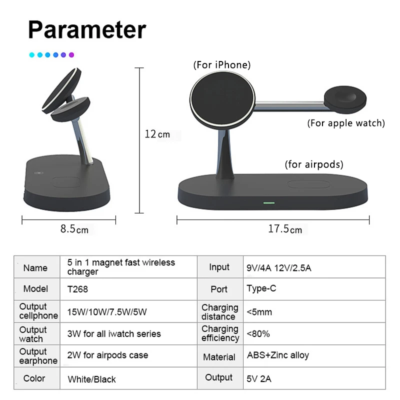3 in 1 Wireless Charger Stand For iPhone 12 13 14 15 16 Fast Charging Station for Apple Watch 10 9 8 7 6 5 4 Airpods 2 3 Pro – Image 5