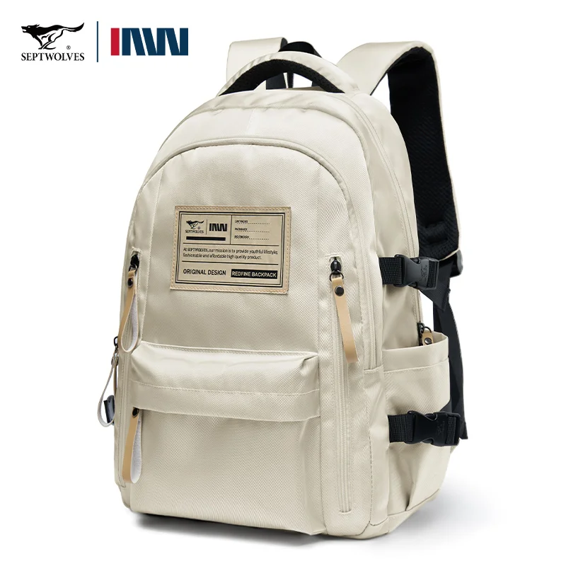 Septwolves Casual Backpack Travel Bag Unisex Waterproof 15 Inches Laptop School Bag Wear-resistant Teenagers College Backpack – Image 3