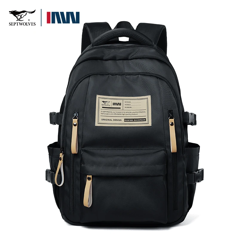 Septwolves Casual Backpack Travel Bag Unisex Waterproof 15 Inches Laptop School Bag Wear-resistant Teenagers College Backpack – Image 2