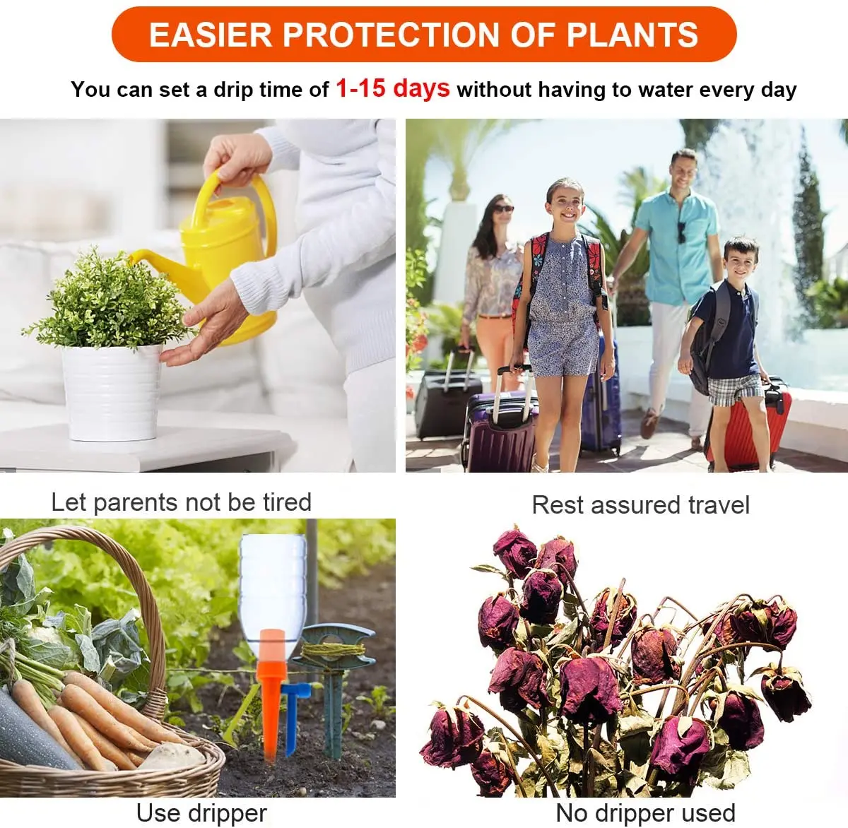 Auto Drip Irrigation System Automatic Watering Dripper Spike Garden Plants Flower Dripper Waterer Tools 1/2/4/6/12PCS – Image 6