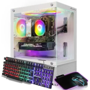 Gaming PC Computer Desktop, AMD Athlon 3000G 3.5G, Radeon RX 580 16G GDDR5, 16G DDR4, 1T SSD, 600M WiFi, BT 5.0, RGB F