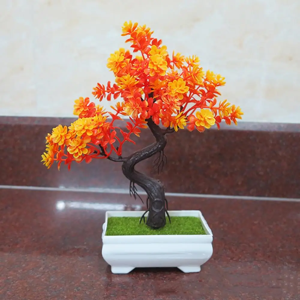 Plastic Plants Bonsai Small Tree Pot Fake Plant Potted Flower Garden Arrangement Ornaments Home Room Table Decoration Pot Tree