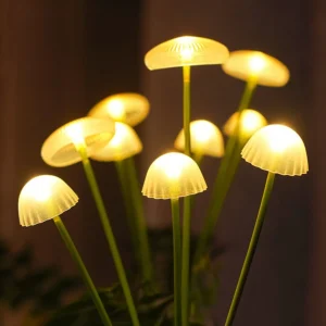 PAMNNY Solar 10LED Jellyfish Mushroom Lights Outdoor Waterproof Garden Decoration Landscape Lawn Lamps for Patio Pathway Yard