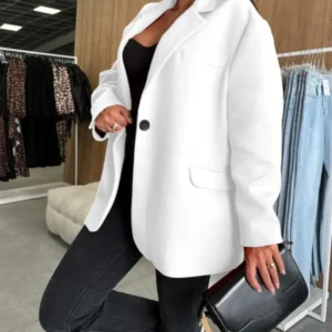 Urban Women's Temperament Suit Jacket Autumn Solid Color Lapel Long Sleeved Button Pocket Fashion Commuting Woolen Suit Jackets