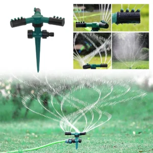 3-Arm 360 Degree Rotating Sprinkler and Spiked Holder Kit Automatic Rotary Nozzles Garden Lawn Plants Flowers Irrigation 1/10Pcs