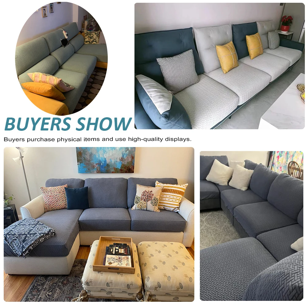 Jacquard Sofa Cover Solid Elastic Sofa Cushion Cover Living Room Washable Spandex Sofa Seat Slipcover Chaise Lounge Home Pets – Image 4