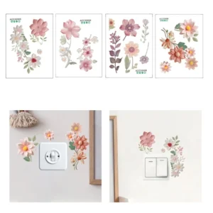 Elegant Flower Light Switches Decal Waterproof Sticker for Living Room Bedroom Bathroom Beautiful Flowers Home Decoration D2RD