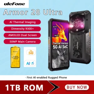 Ulefone Armor 28 Ultra 5G Thermal Imaging AI Rugged Phone 1TB ROM+32GB RAM Smartphone Android AMOLED 6.67" Dimensity 9300+ 120W
