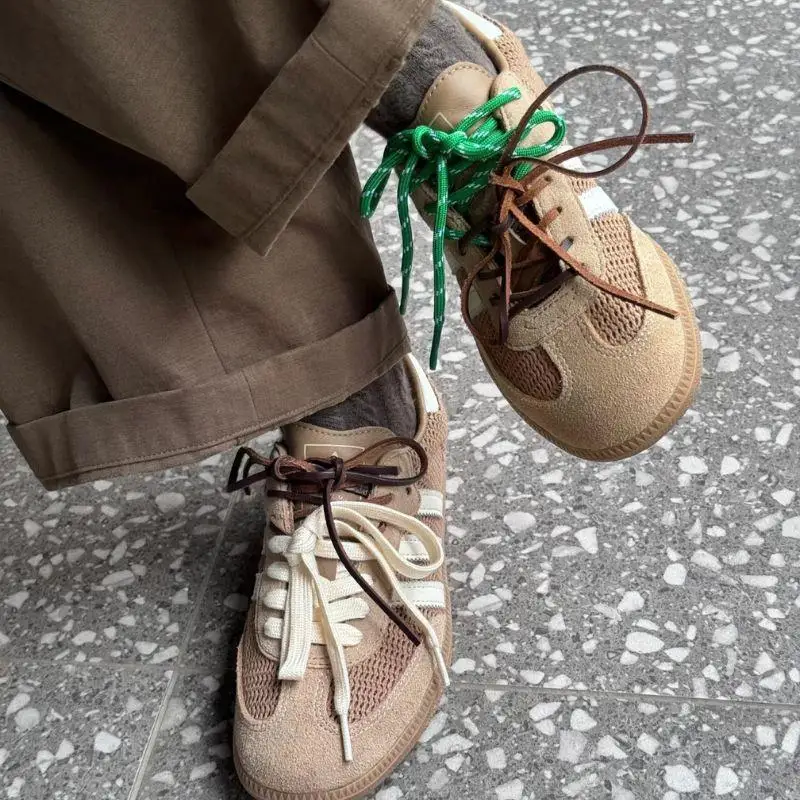 4 Pcs/set Vintage Shoelaces DE Training Miu Round Flat Leather Shoelaces Combination DIY Sports Casual Individual Shoes Laces – Image 2